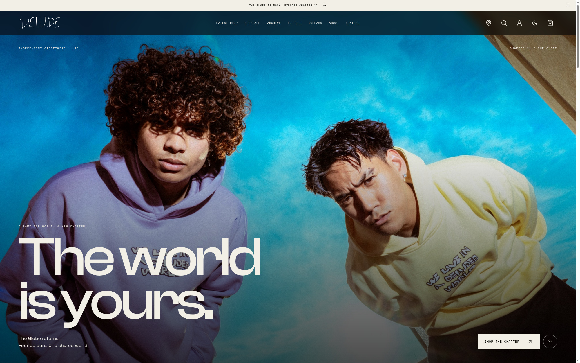 Delude storefront home page